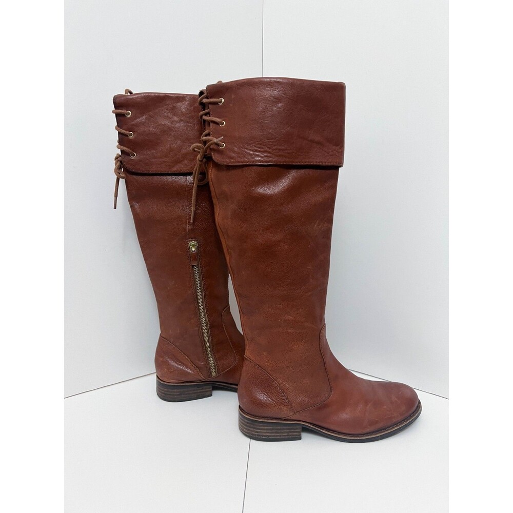 Vince Camuto Fay Leather Over the Knee Brown Heel Riding Boots Womens Sz 8.5
